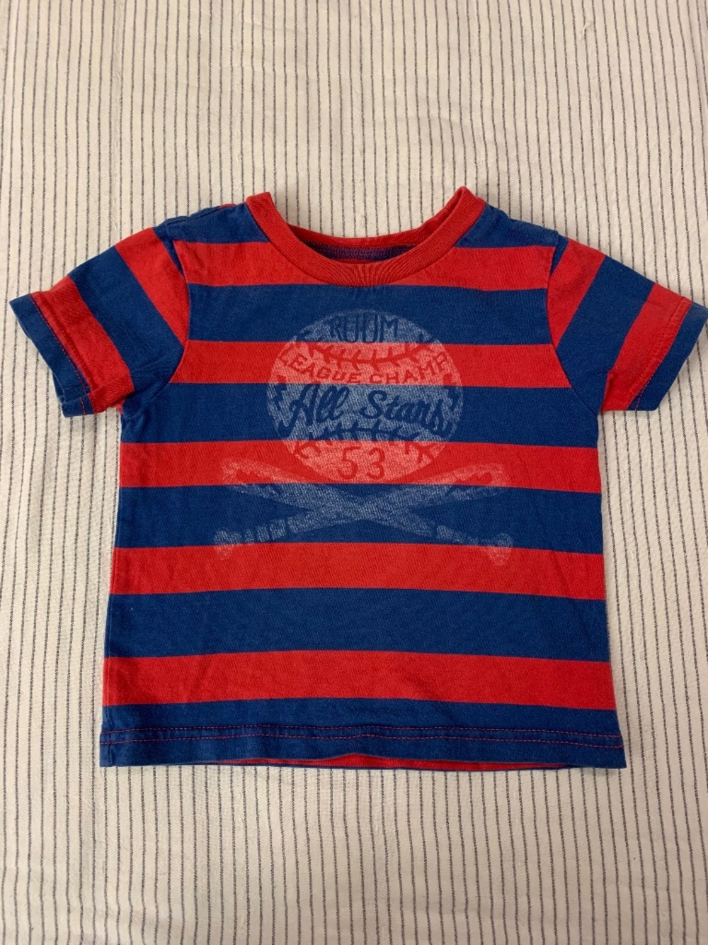 RUUM Blue and Red Striped Short-Sleeve T-Shirt | 12M